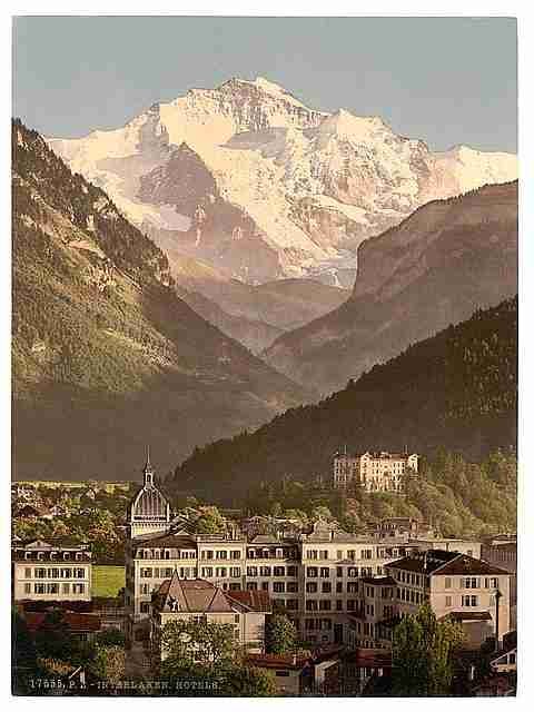Vintage Interlaken hotels Bernese Oberland A4 Photo Print