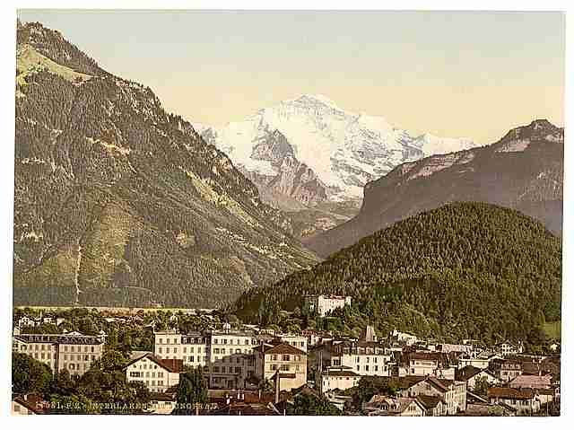 Vintage Interlaken with Jungfrau II Bernese Oberland A4 Photo Print
