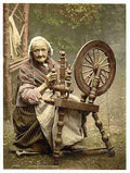 Vintage Irish Spinner and Spinning Wheel County Galway A4 Photo Print