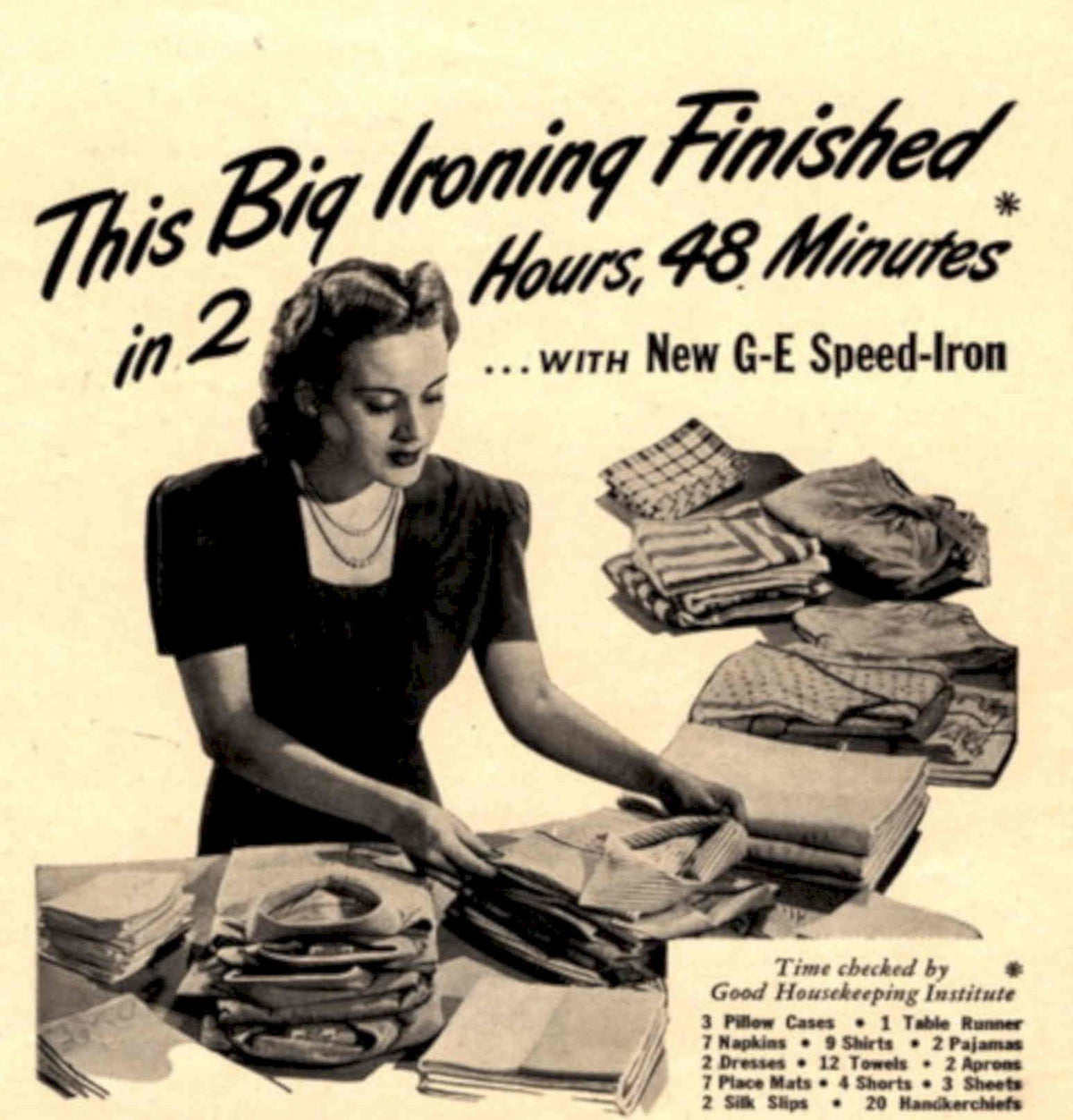 Vintage Ironing Woman 1940s Vintage Retro Advert Poster
