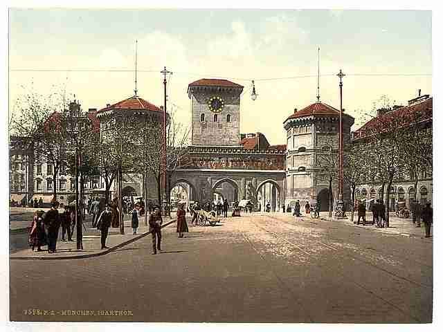 Vintage Isar Gate Munich Bavaria A4 Photo Print