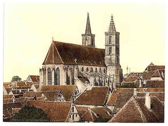 Vintage Jacobs Church Rothenburg Bavaria A4 Photo Print