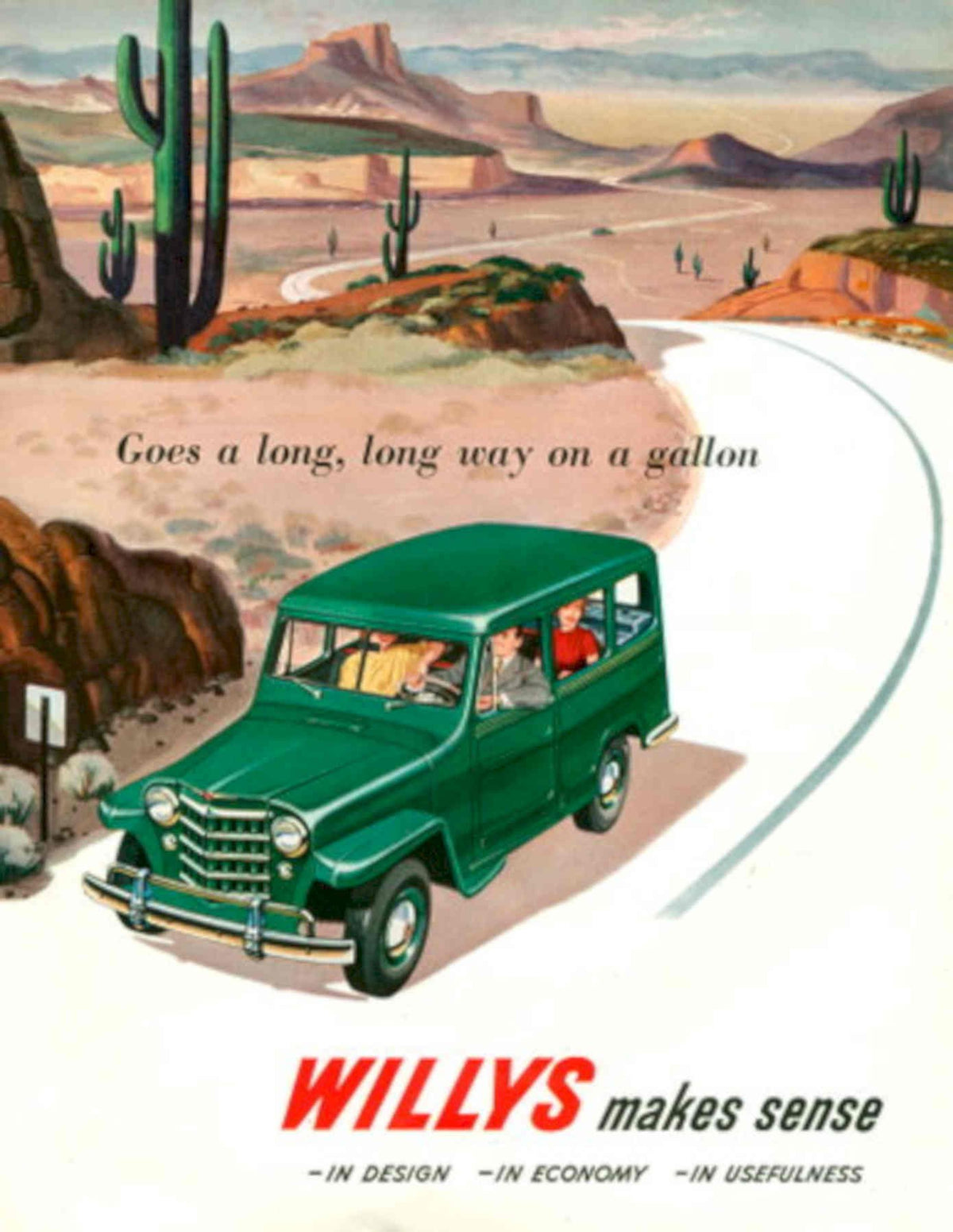 Vintage Jeep Willys 1950s Vintage Retro Advert Poster
