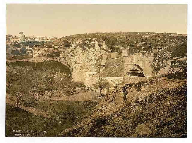 Vintage Jeremiahs grotto Jerusalem A4 Photo Print