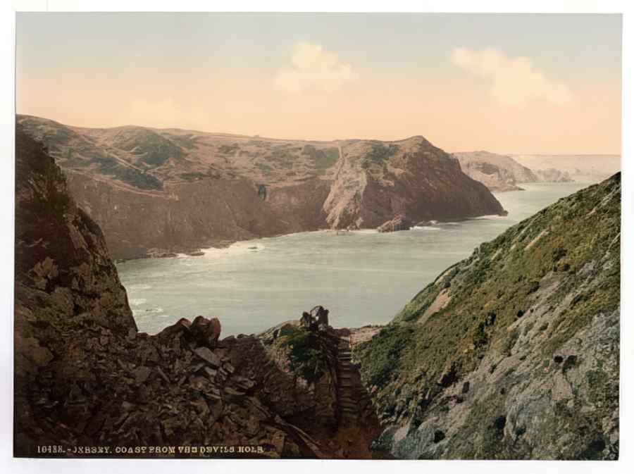 Vintage Jersey Coast From The Devils Hole Channel Islands England A4 Photo Print