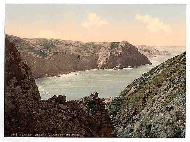 Vintage Jersey coast from the Devils Hole Channel Islands A4 Photo Print