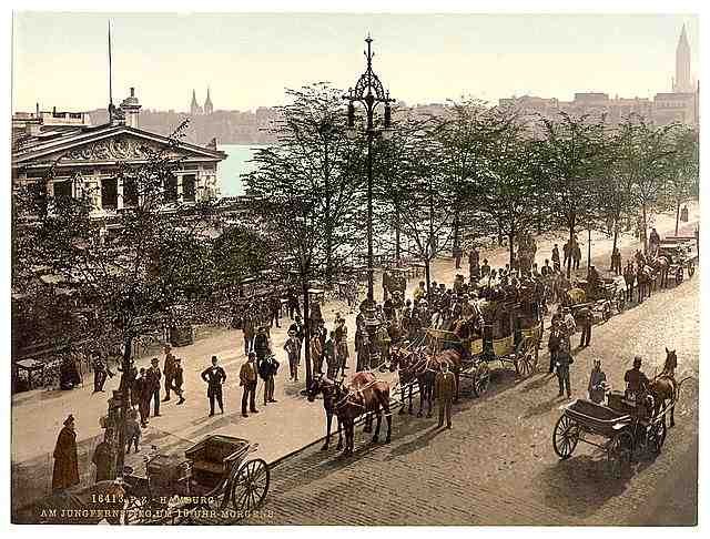 Vintage Jungfernsteig at 10 am Hamburg A4 Photo Print
