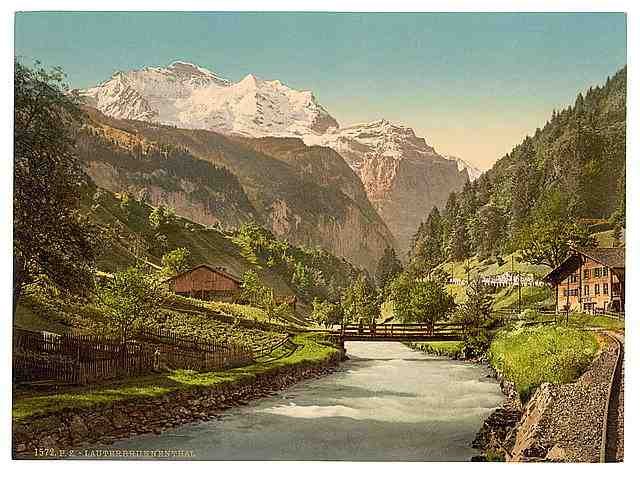 Vintage Jungfrau and Lauterbrunnen Bernese Oberland A4 Photo Print