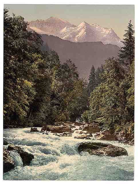 Vintage Jungfrau and Lutschine II Bernese Oberland A4 Photo Print