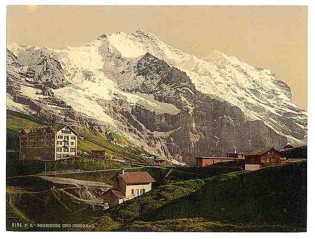 Vintage Jungfrau and Scheidegg I Bernese Oberland A4 Photo Print