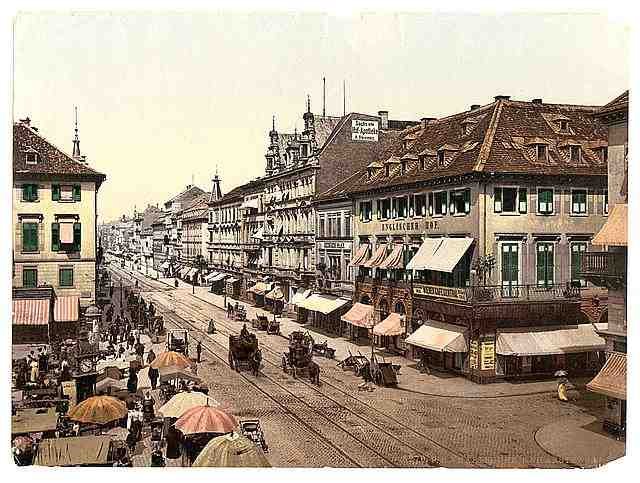Vintage Kaiser Strasse Karlsruhe Baden A4 Photo Print