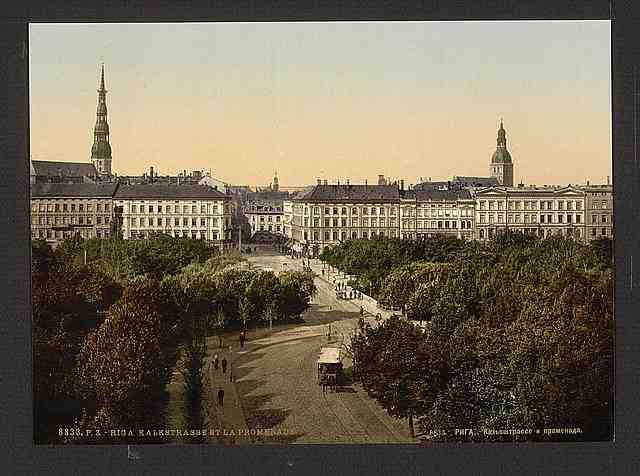 Vintage Kalkstrasse and the promenade Riga A4 Photo Print