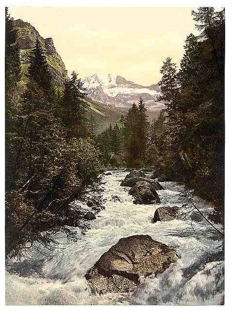 Vintage Kander Valley and Doldenhorner Bernese Oberland A4 Photo Print