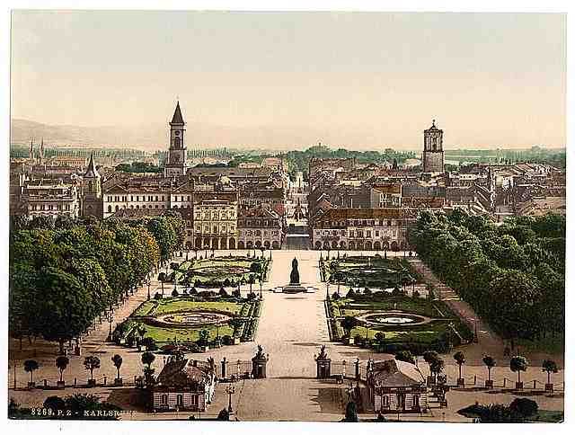 Vintage Karlsruhe general view Baden A4 Photo Print