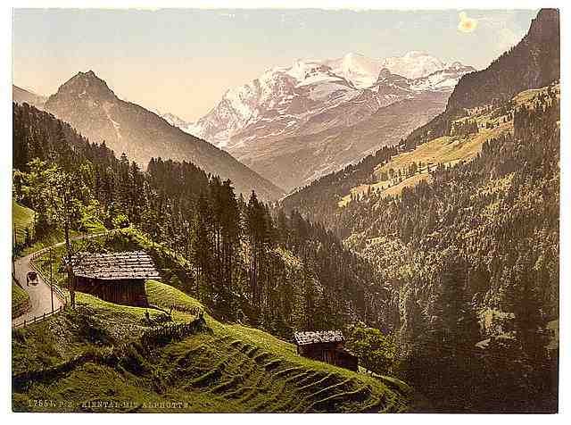 Vintage Kienthal and Alpine hut Bernese Oberland A4 Photo Print