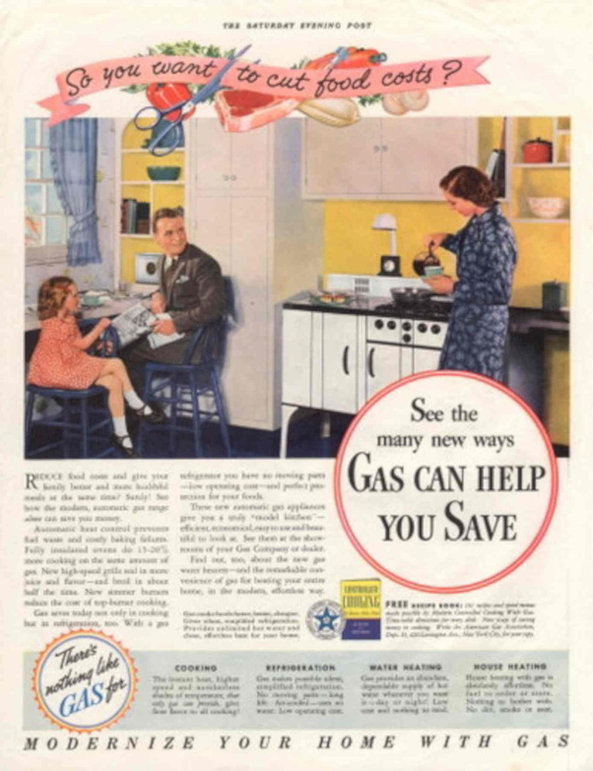 Vintage Kitchen Family 1 1930s Vintage Retro Advert Poster