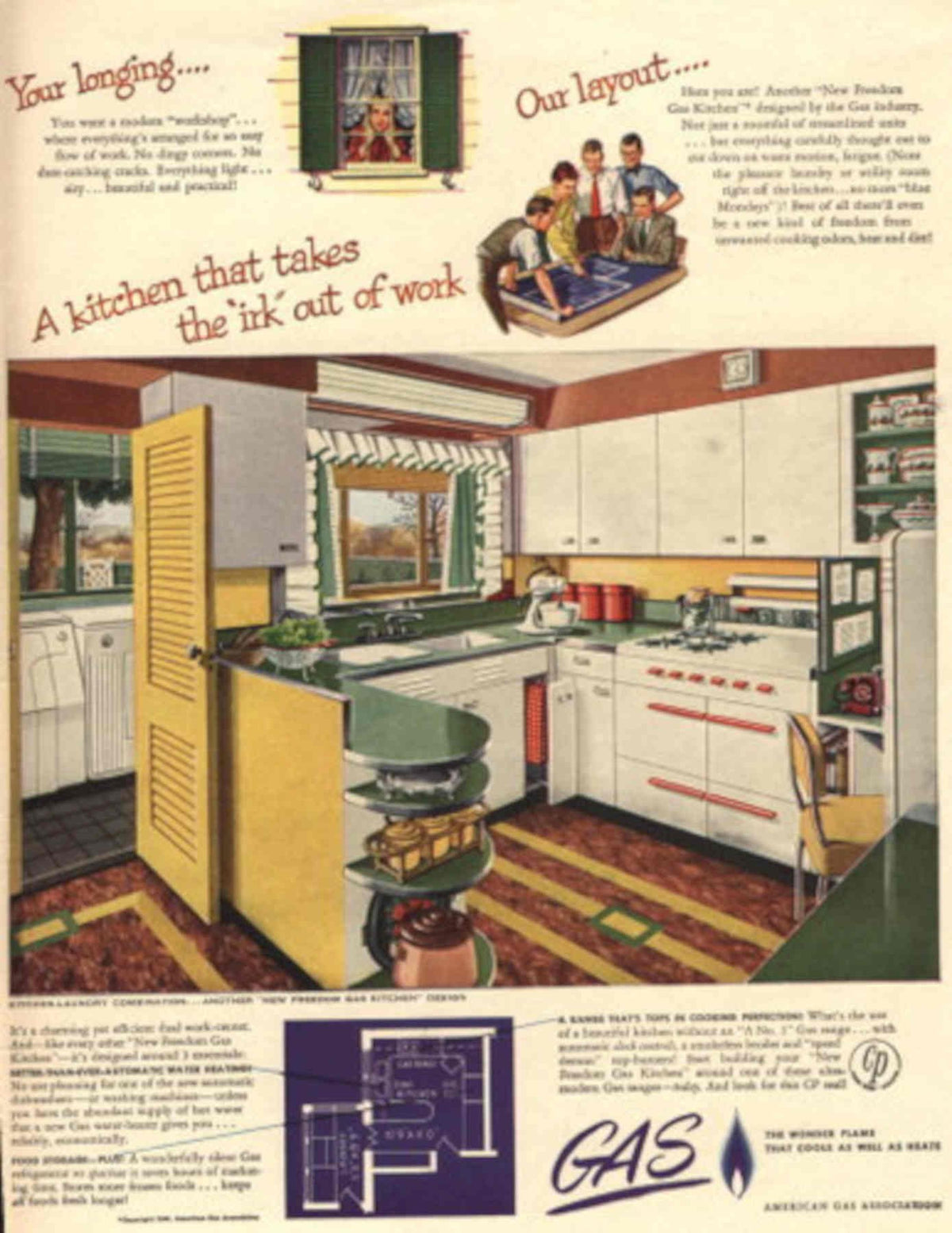 Vintage Kitchen Gas 1940s Vintage Retro Advert Poster