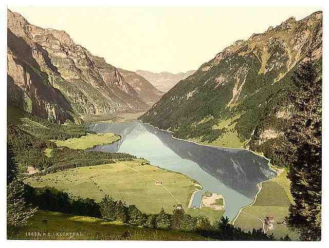 Vintage Klonthal Lake general view Glarus A4 Photo Print