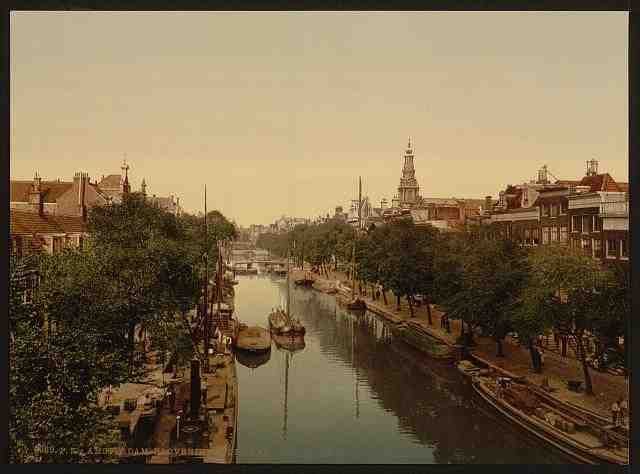 Vintage Kloveniersburgwal canal Amsterdam A4 Photo Print