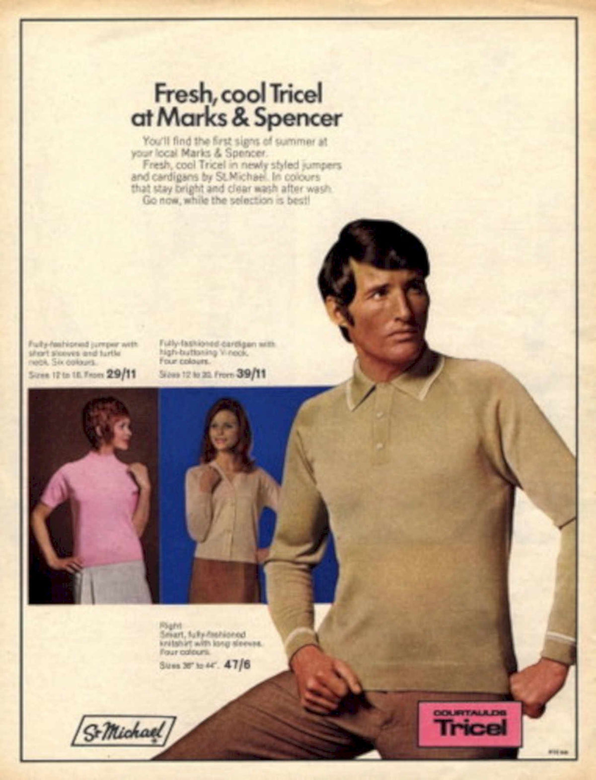 Vintage Knitted Cardigan 1960s Vintage Retro Advert