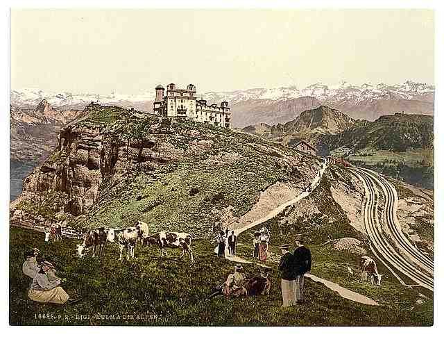 Vintage Kulm view of the Alps Rigi A4 Photo Print