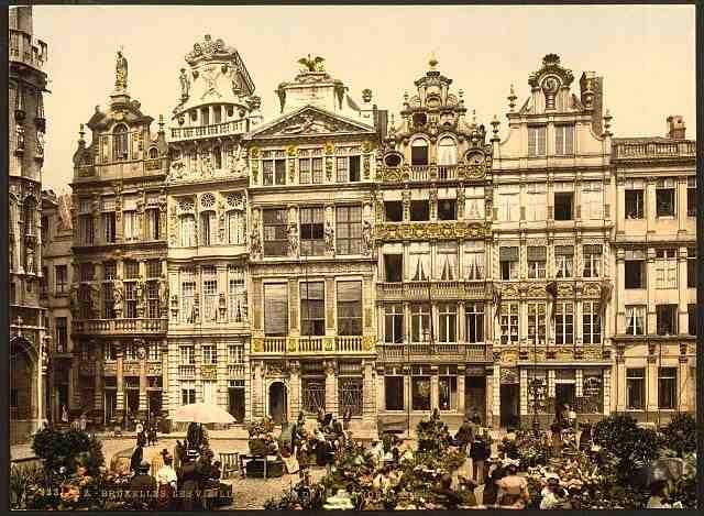 Vintage La Grande Place the old houses Brussels A4 Photo Print