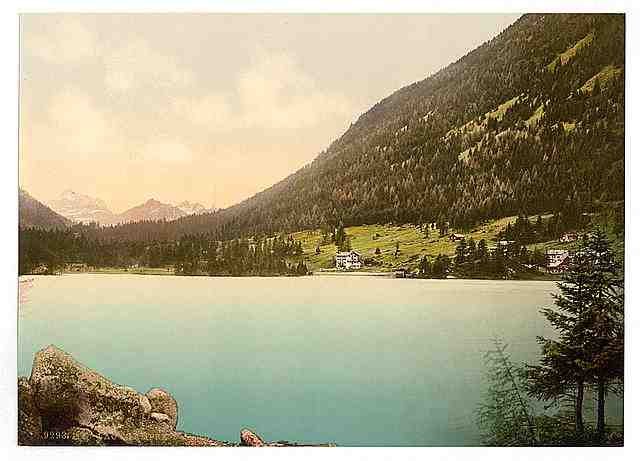 Vintage Lake Champex I Valais Alps of A4 Photo Print