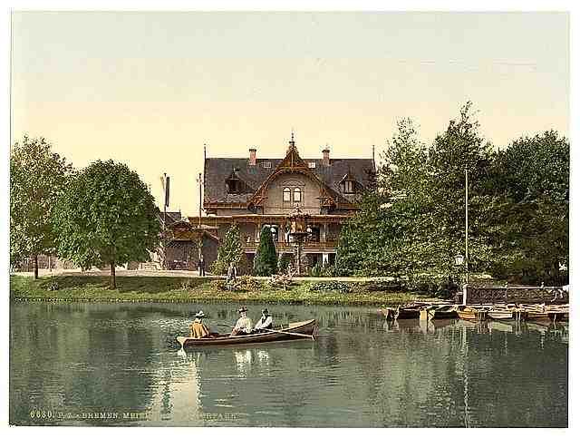 Vintage Lake in the Park Bremen A4 Photo Print