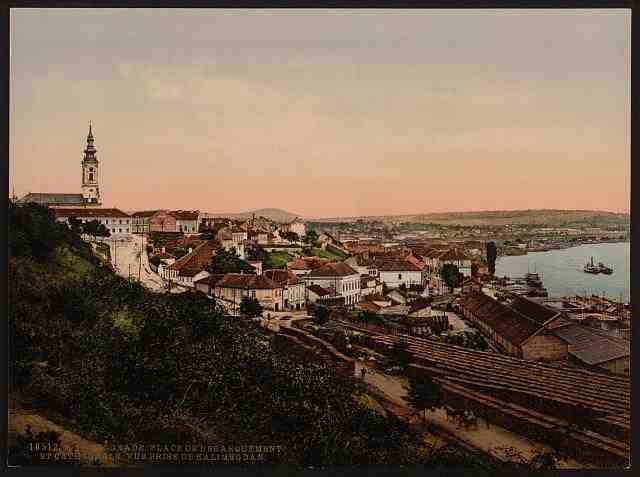 Vintage Landing place and cathedral Belgrade A4 Photo Print