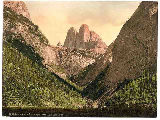 Vintage Landro the Three Spires Tyrol A4 Photo Print