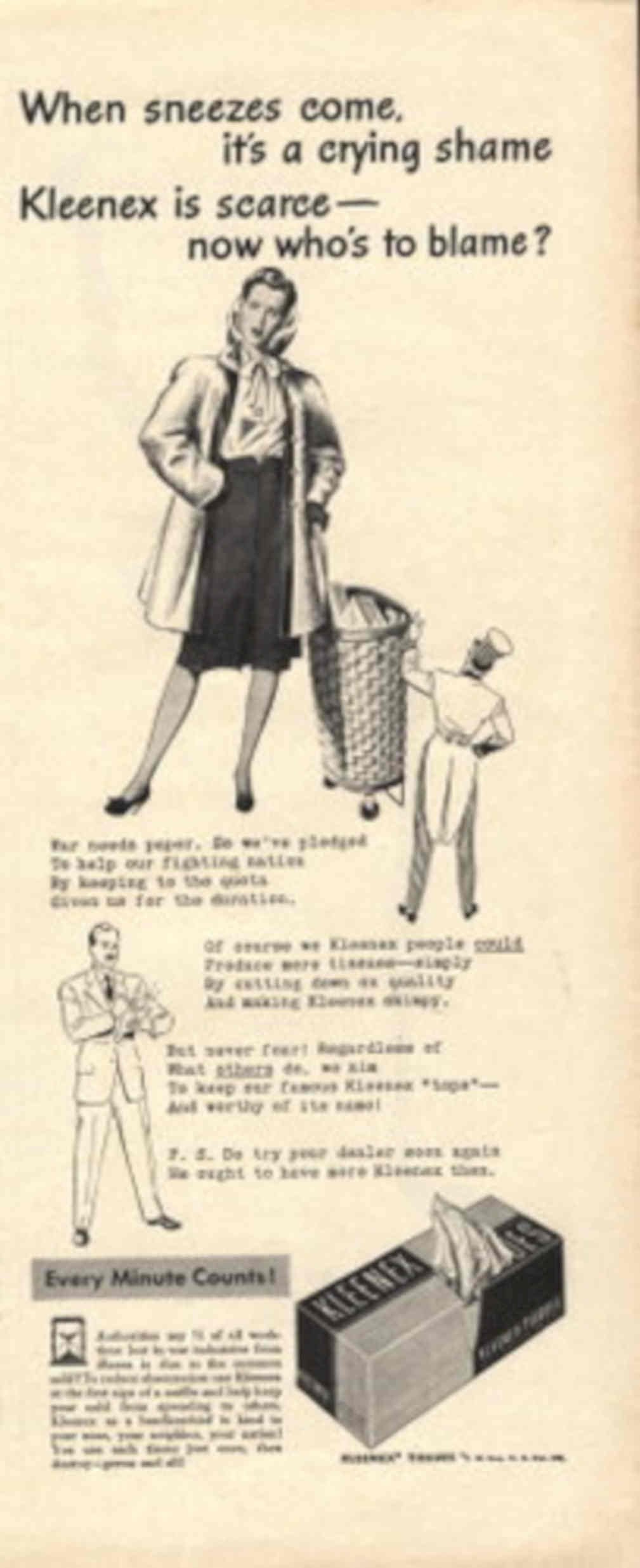 Vintage Laundry Kleenex 1940s Vintage Retro Advert Poster