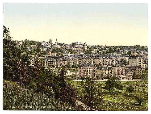 Vintage Lausanne view of the Montriond Geneva Lake A4 Photo Print