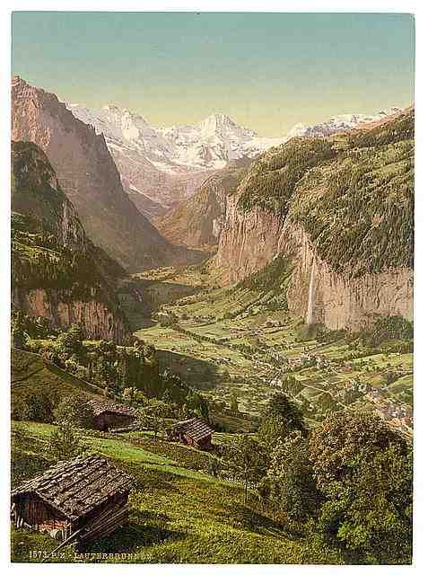 Vintage Lauterbrunnen Valley I  Bernese Oberland A4 Photo Print