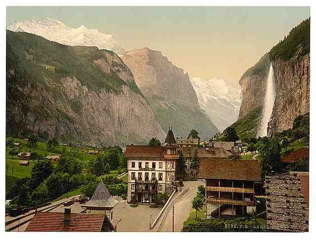 Vintage Lauterbrunnen Valley V Bernese Oberland A4 Photo Print