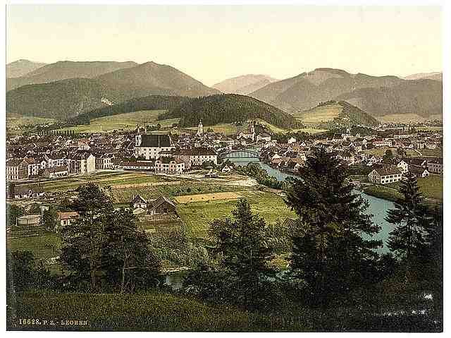Vintage Leoben general view Styria Austro Hungary A4 Photo Print