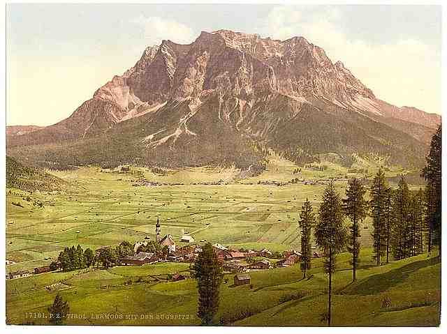 Vintage Lermoos with the Zugspitze Tyrol A4 Photo Print