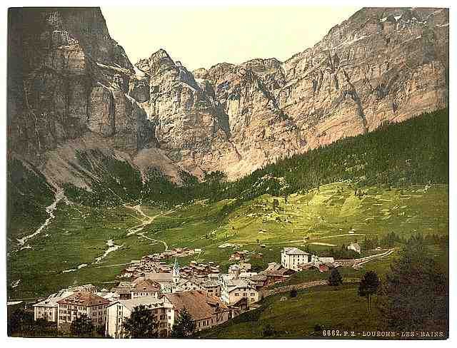 Vintage Leukerbad Valais Alps of A4 Photo Print