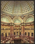 Vintage Library of Congress Reading Room in rotunda A4 Photo Print