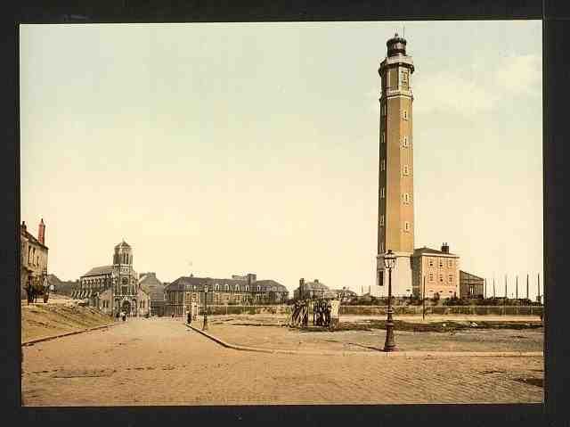 Vintage Lighthouse and St Peters church Calais A4 Photo Print
