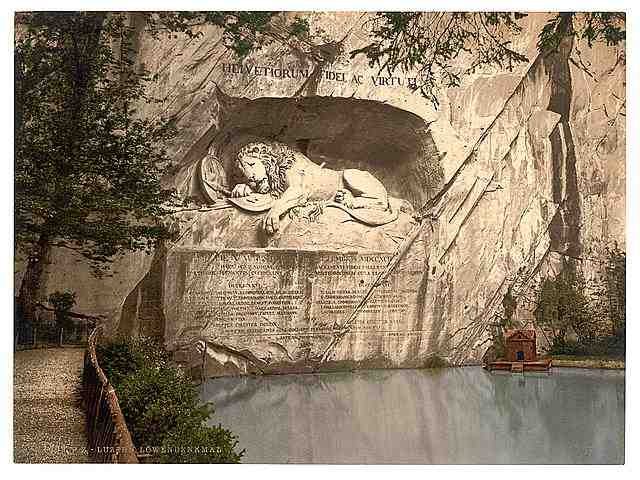 Vintage Lion Monument Lucerne I A4 Photo Print