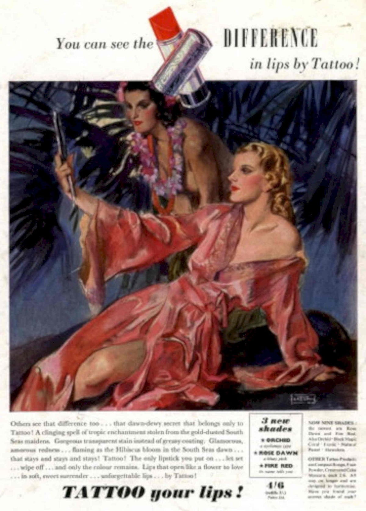 Vintage Lipstick Southseas 1950s Vintage Retro Advert Poster