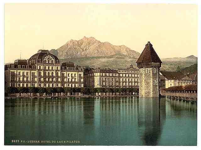 Vintage Lucerne Hotel du Lac Pilatus A4 Photo Print