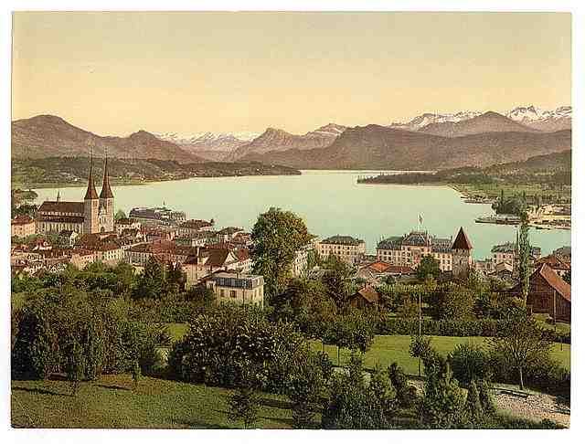 Vintage Lucerne Lake Lucerne A4 Photo Print