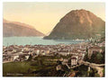 Vintage Lugano general view Tessin A4 Photo Print