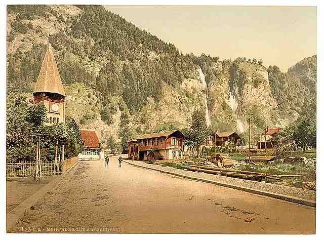 Vintage Lutschinen Alpbach Falls Bernese Oberland A4 Photo Print