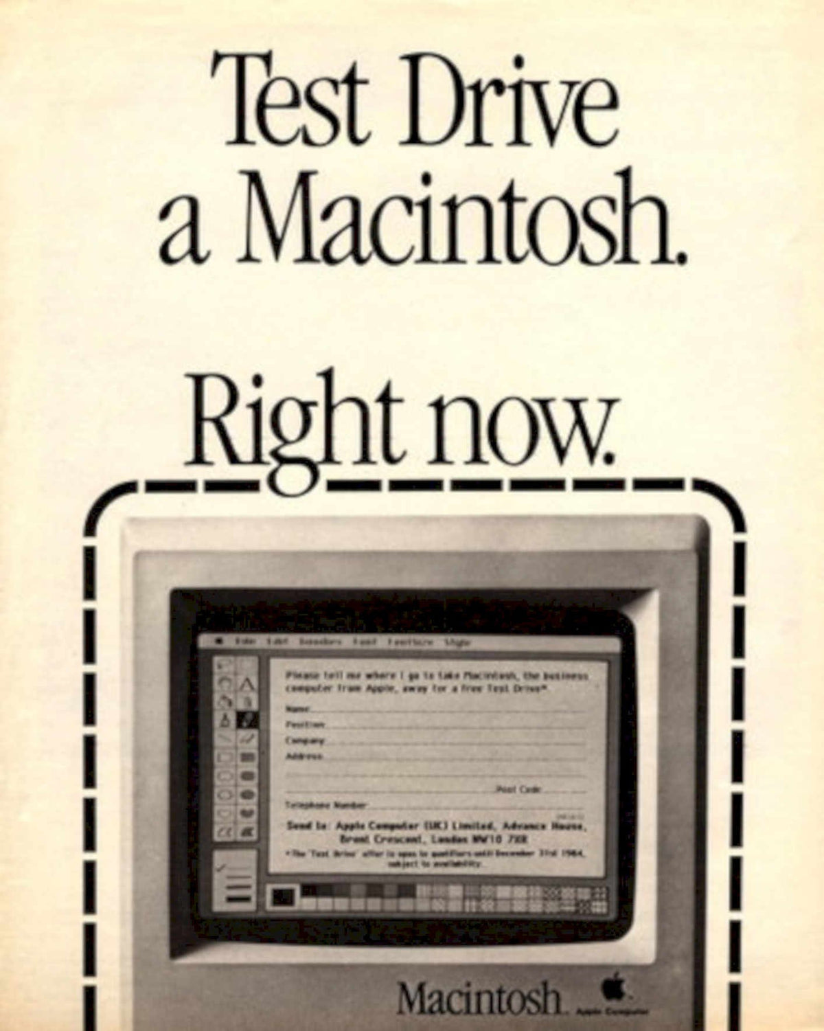 Vintage Macintosh Testdrive 1980s Vintage Retro Advert