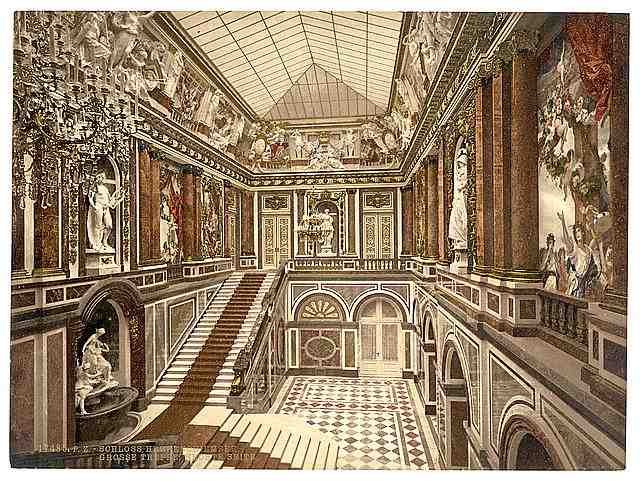Vintage Main stairway Herrenchiemsee Castle Upper Bavaria A4 Photo Print