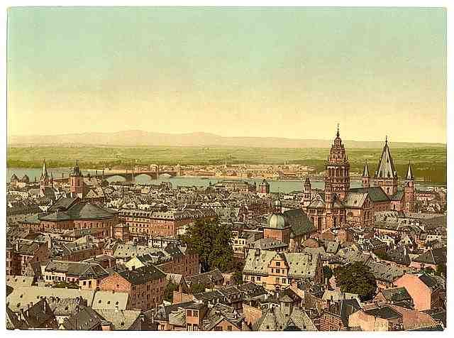 Vintage Mainz towards the Rhine the Rhine A4 Photo Print