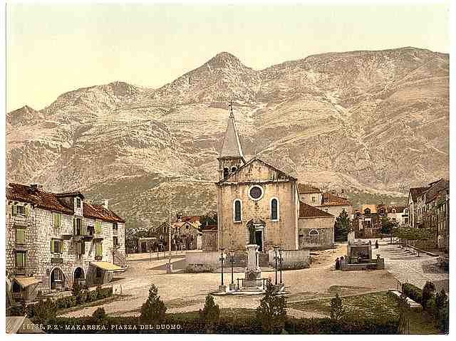 Vintage Makarska Cathedral Square Dalmatia A4 Photo Print