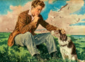 Vintage Man Dog 1930s Vintage Retro Advert Poster